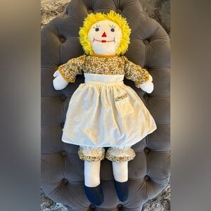 22” Vintage Handmade Raggedy Ann Doll with Yellow Hair
